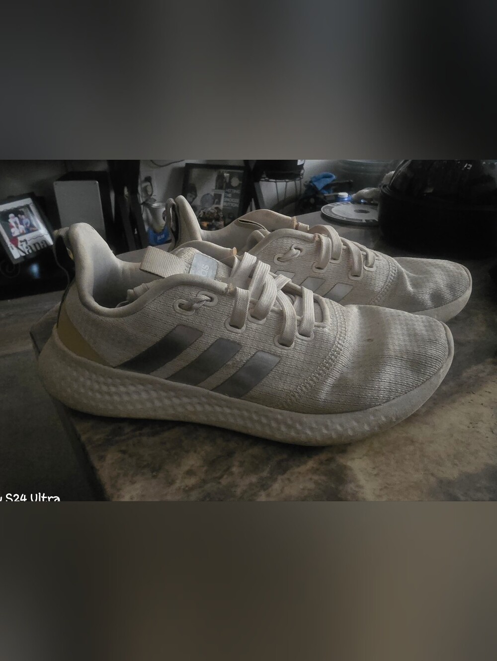 adidas Womens Light Gray and Off White Athletic Sneakers